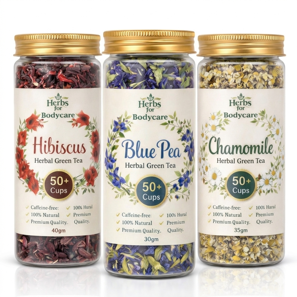 Relax, Glow & Revive: The Ultimate Hibiscus, Blue Pea, and Chamomile Herbal Trio Combo Pack