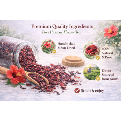 Premium Hibiscus Herbal Tea | Caffeine-Free Natural Wellness Tea (50+ Cups)