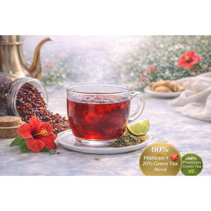 Premium Hibiscus Herbal Tea | Caffeine-Free Natural Wellness Tea (50+ Cups)