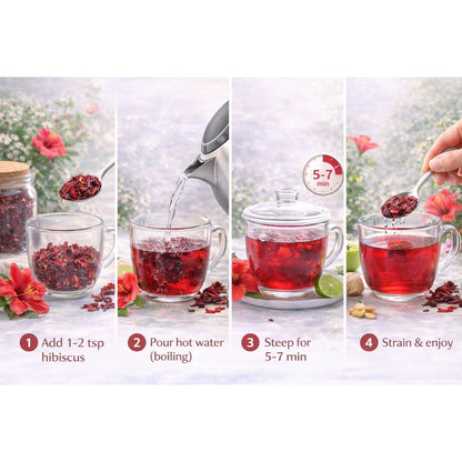 Premium Hibiscus Herbal Tea | Caffeine-Free Natural Wellness Tea (50+ Cups)