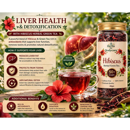 Premium Hibiscus Herbal Tea | Caffeine-Free Natural Wellness Tea (50+ Cups)