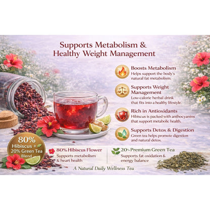 Premium Hibiscus Herbal Tea | Caffeine-Free Natural Wellness Tea (50+ Cups)