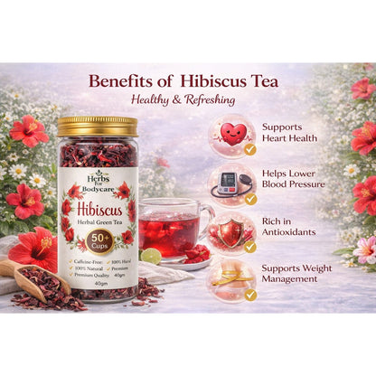 Premium Hibiscus Herbal Tea | Caffeine-Free Natural Wellness Tea (50+ Cups)