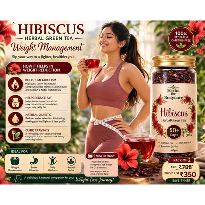 Premium Hibiscus Herbal Tea | Caffeine-Free Natural Wellness Tea (50+ Cups)