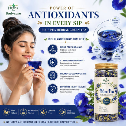 Premium Blue Pea Herbal Tea | Natural Butterfly Pea Flower Tea (50+ Cups)