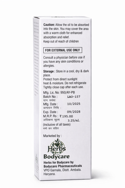 The Bone Expert Herbal Pain relieving oil An ayuvedic formula